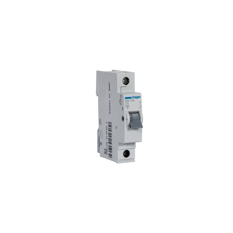 Disjuntor 1P 6A C 3KA MW106 Hager