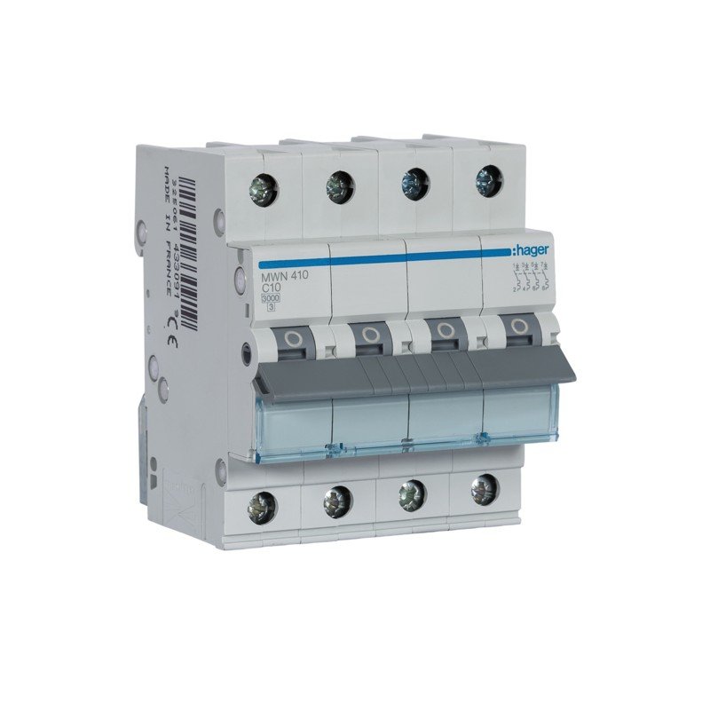 Disjuntor 4P 10A C 3KA MWN410 Hager