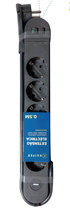 EXTENSÃO ELÉCTRICA SCHUKO // 5x USB TYPE-A // 2x