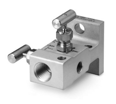 Manifold de 2 Vlvulas para Instrumentao em Ao Inoxidvel, Haste com Ponta Esfrica, Ex