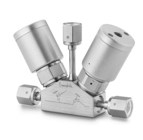 Monobloco de 3 portas com 2 vlvulas e 3 portas selado por diafragma 316L VIM/VAR UHP, cam