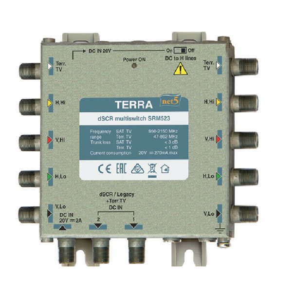 Multiswitch de cabo único em cascata DSCR de 2 saídas - 5 cabos