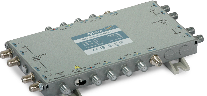 Multiswitch em cascata DSCR de 8 vias - 5 cabos