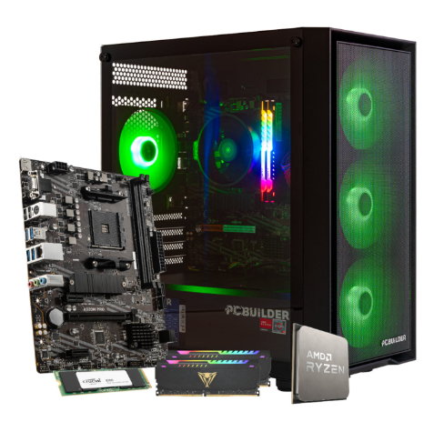 PCBuilder AMD Ryzen 5 5600GT Defender Desktop ? Ryzen 5, 16 GB de RAM, SSD de 500 GB, Win 