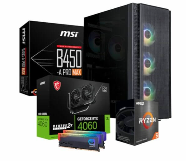 PCBuilder AMD Ryzen 5 5600X BARRICADE PC para jogos com Windows 11