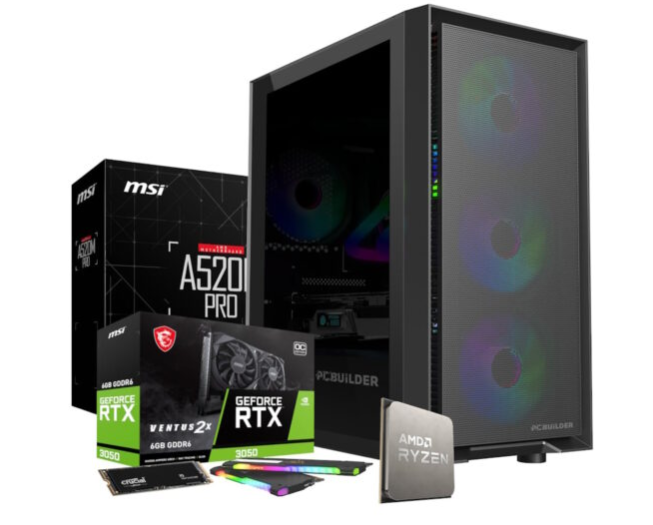 PCBuilder Ryzen 5 5500 SCOUT PC para jogos com Windows 11