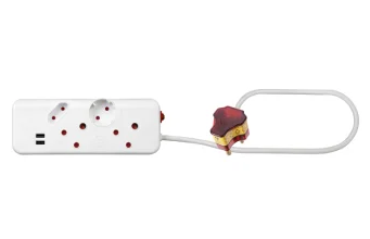 Protetor de energia seguro de 4 vias com 2 x soquetes USB