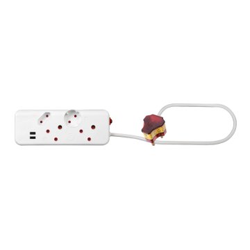Protetor de energia seguro de 4 vias com 2 x soquetes USB