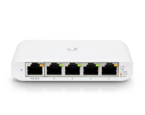 Switch de rede Ubiquiti UniFi Flex Mini PoE de 5 portas e 2,5 Gbps, branco USW-FLEX-2.5G-5