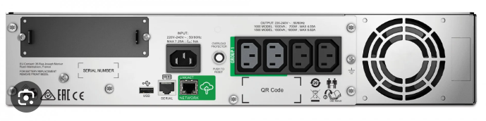 UPS interativo de linha APC SMT1500RMI2UC com 4 tomadas CA de 1,5 kVA e 1000 W