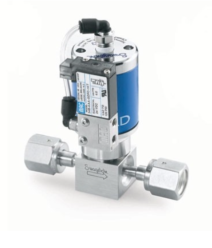 Válvula ALD VIM-VAR 316L, VCR fêmea de 1/4 pol., SC-01, atuador NC, piloto solenoide