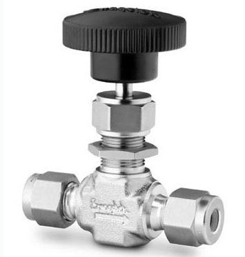 Válvula de agulha de latão com tampa integral, 0,37 CV, conexão de tubo Swagelok de 8 mm, 