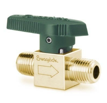 Vlvula macho de instrumento de lato com um quarto de volta, 1/2 pol. MNPT, 2,4 Cv